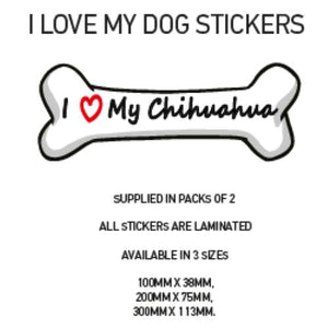 DBS07 Funny I Love My Chihuahua Vinyl Sticker x2 Car Van Decal Pet Animal Love