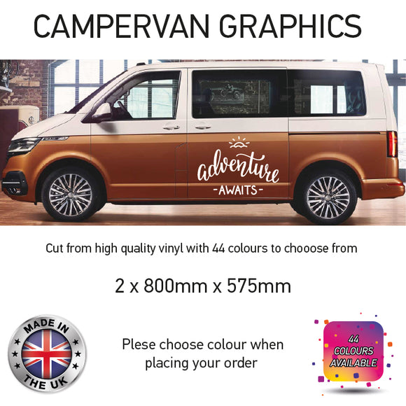 LCG01 Adventure Awaits Graphic stickers fits all Motorhomes And Campervans