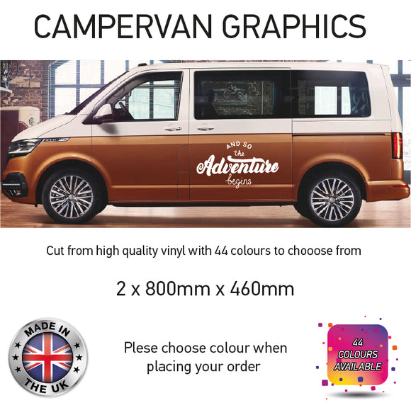 LCG02 And So The Adventure Begins Graphic stickers fits all Motorhomes And Campervans