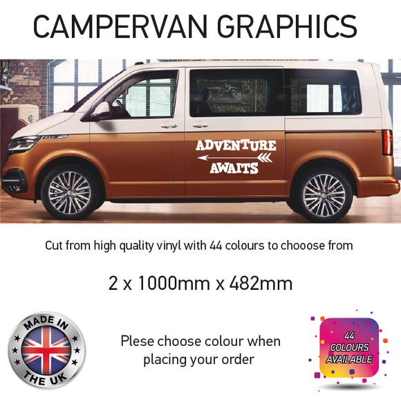 LCG12 Adventure Awaits Graphic stickers fits all Motorhomes And Campervans