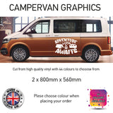 LCG19 Adventure Awaits Camping Tent Mountains Graphic stickers fits all Motorhomes And Campervans