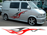 NEO00691 Campervan Stripes And Flames 5 (2 Col) Graphics Stickers Decals Caravan Van