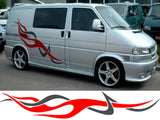 NEO00693 Campervan Stripes And Flames 7 (2 Col) Graphics Stickers Decals Caravan Van