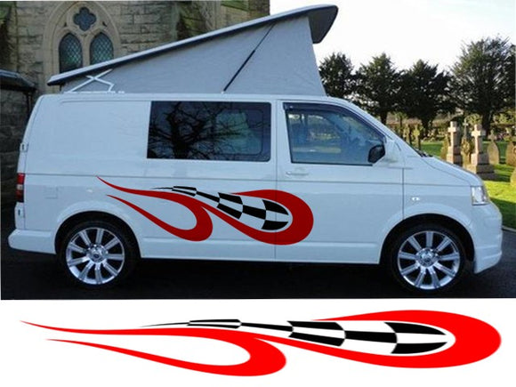 NEO00696 Racing Flame 1 (2 Colour) Graphics Stickers Decals Caravan Van