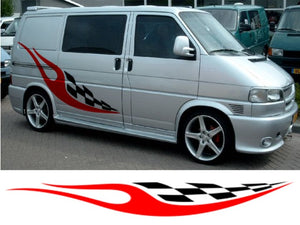 NEO00697 Racing Flame 2 (2 Colour) Graphics Stickers Decals Caravan Van