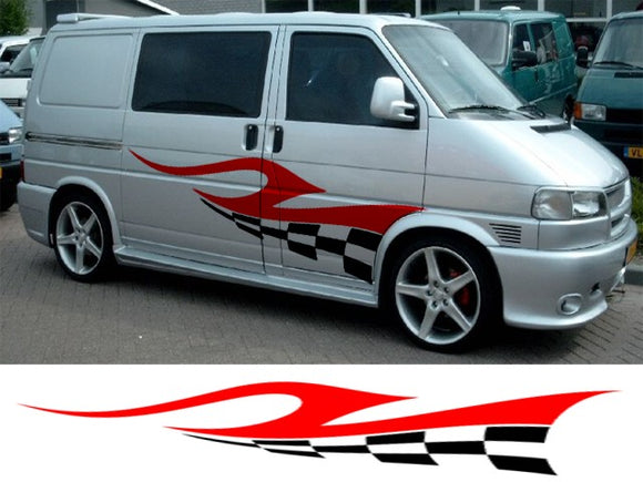 NEO00699 Racing Flame 4 (2 Colour) Graphics Stickers Decals Caravan Van