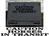 NEO00943B Caution Horses In Transit X 2 Vinyl Sticker Sign Decal Van Vito Transit Sprinter