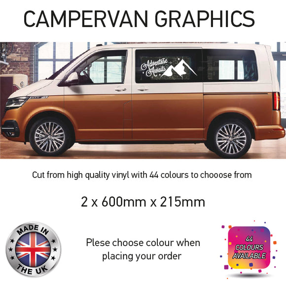 SCG18 Hills Adventure Awaits Graphics stickers fits all Motorhome And Campervans