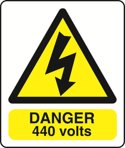 WARN099 Danger 440V Health And Safety Warning Sticker Latex Printed